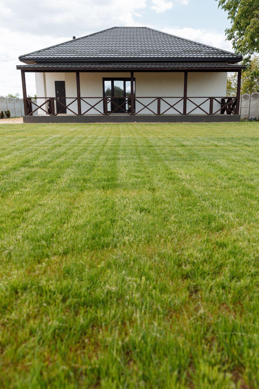 A freshly mowed residential lawn in the North Carolina Piedmont